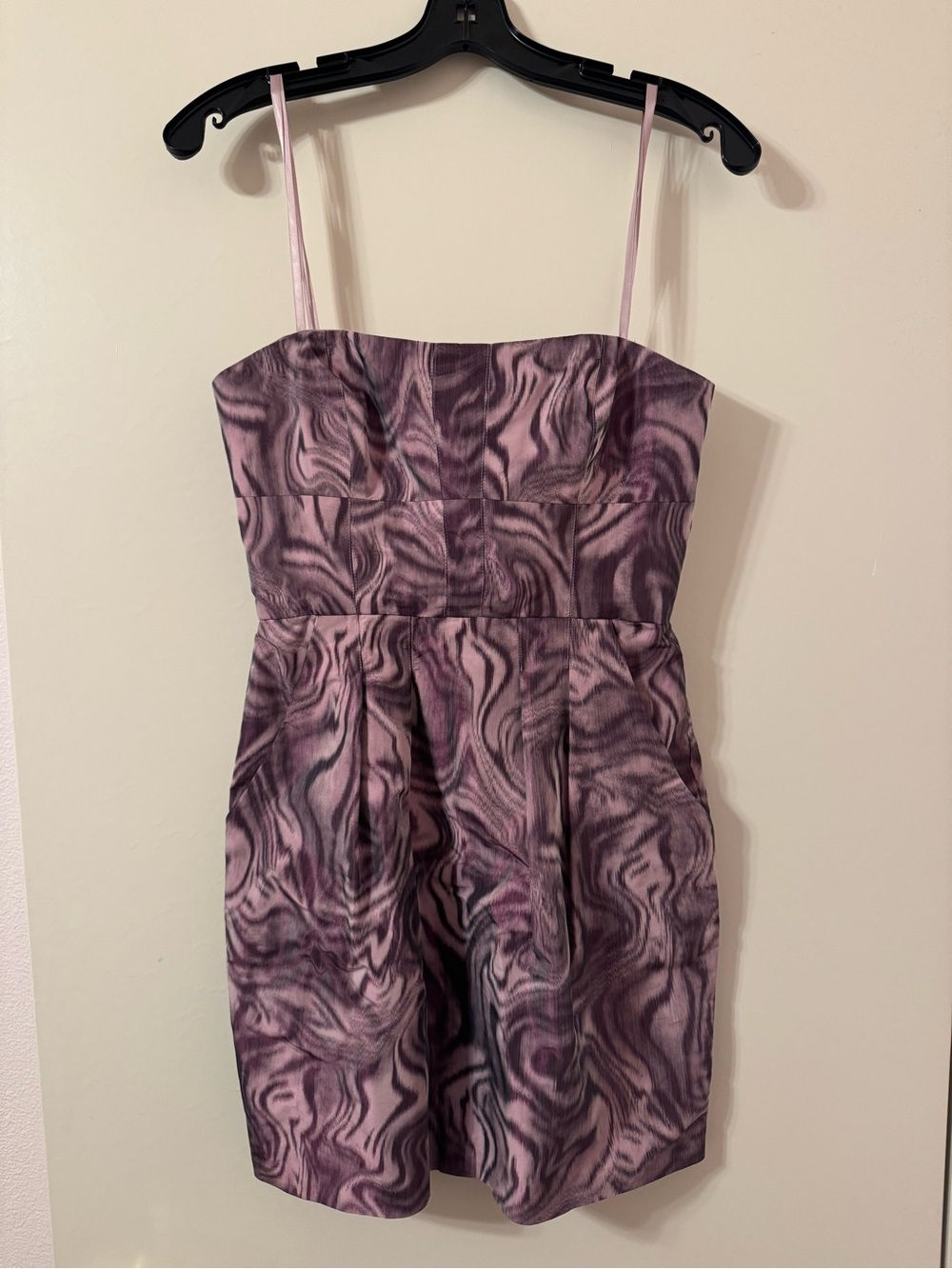 BCBGMAXAZRIA Purple Marble Print Strapless Mini Dress Size 4